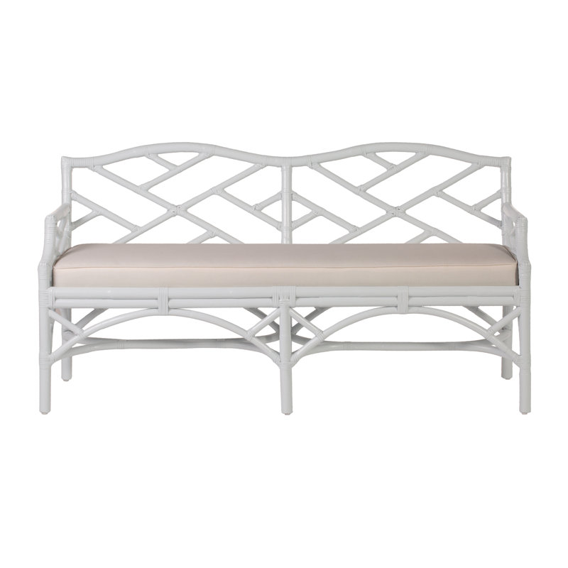 Chippendale Upholstered Bench, White