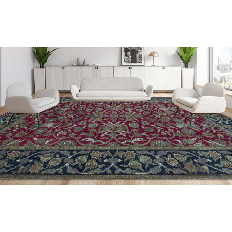 Suruchi Wool Oriental Area Rug in Red/Black, Rectangle 8'1" x 9'10"