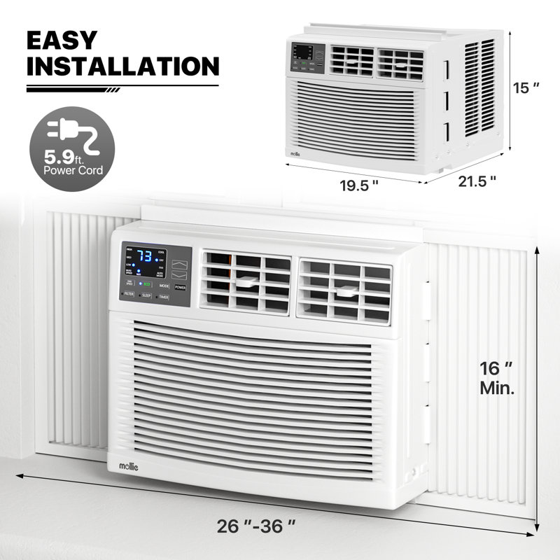 Mollie 12,000 BTU White Smart Window Air Conditioner with Remote