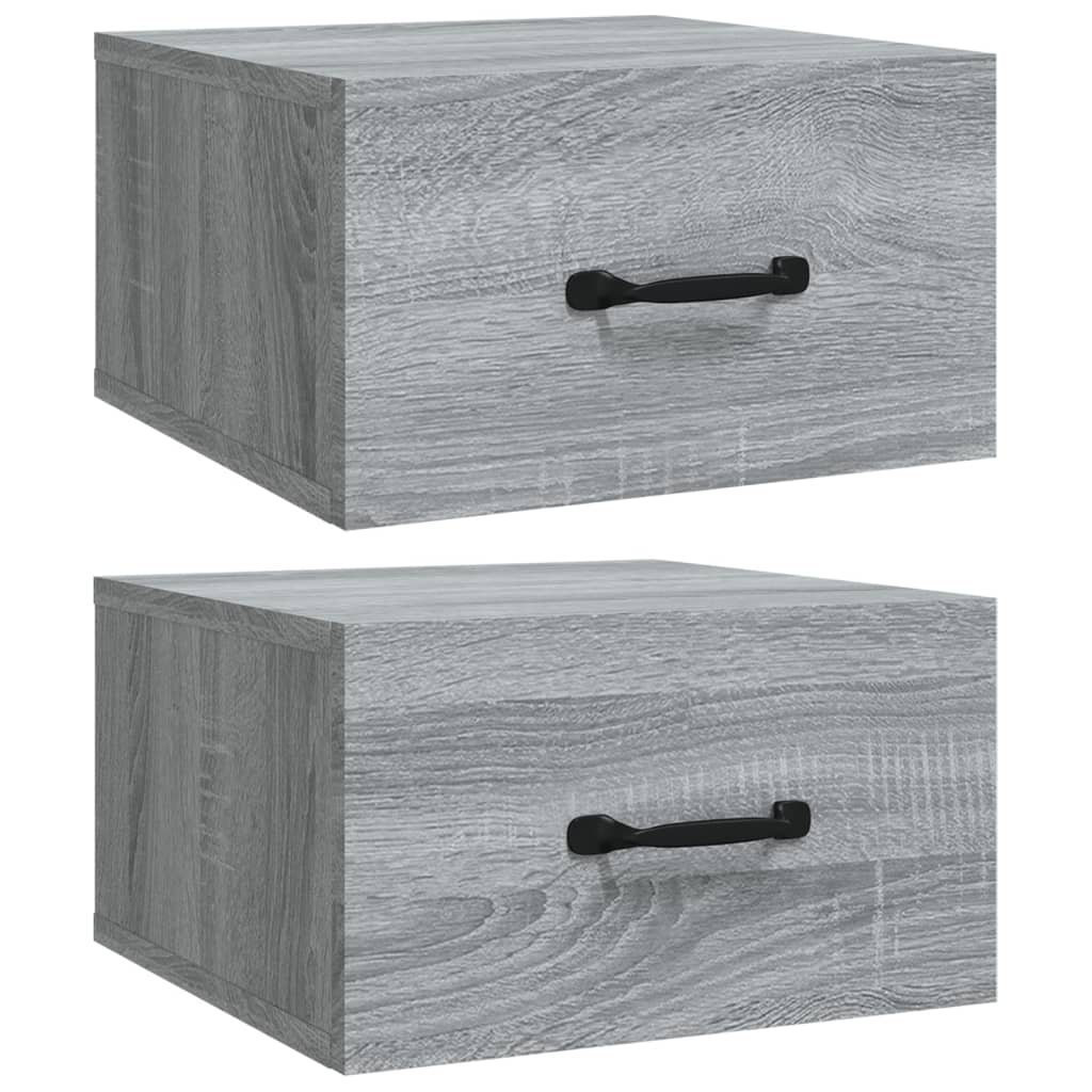 Set Of 2 Wall-Mounted Bedside Cabinets - White, 35X35x20 Cm Floating Nightstands