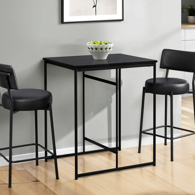 Contemporary Black Leather Look Barstools, Set of 2, with Curved Backrest and Sturdy Metal Frame for Comfortable Seating