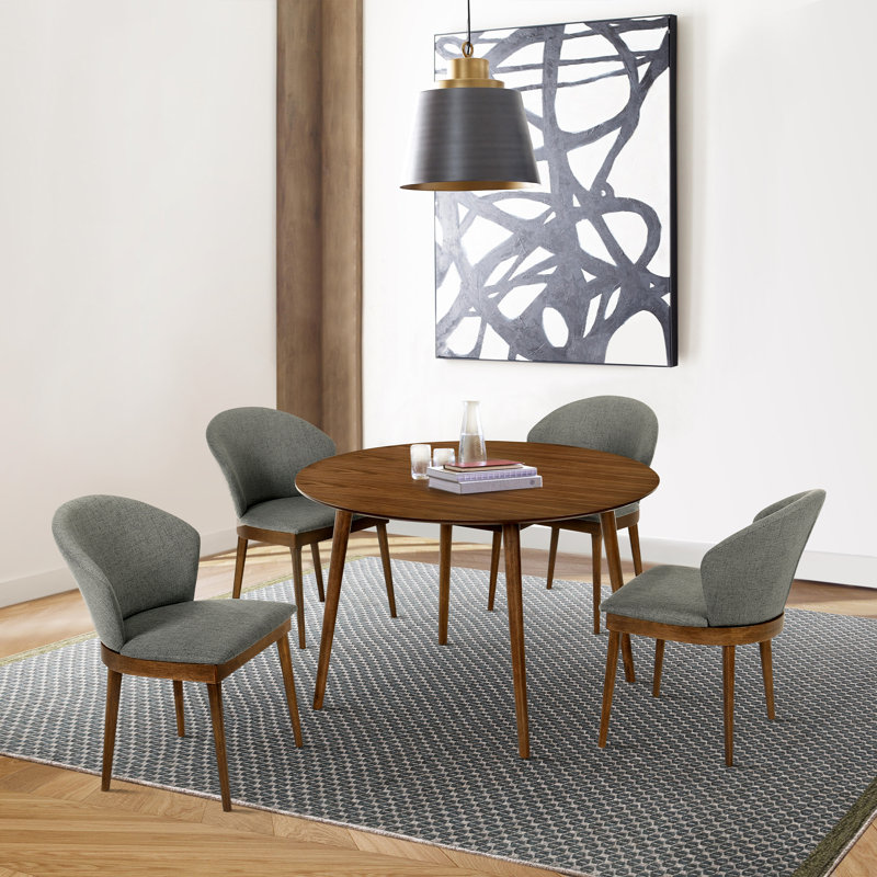 Ensemble de salle à manger 5 pièces Anthonella, Noyer, Bleu / noyer, H 29,5 po x L 48 po x l 48 po