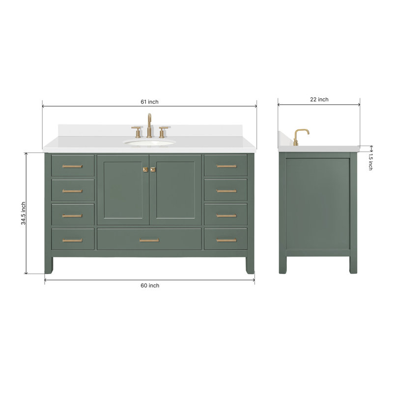 Cambridge 61'' W Single Vanity, Oval, Vintage Green
