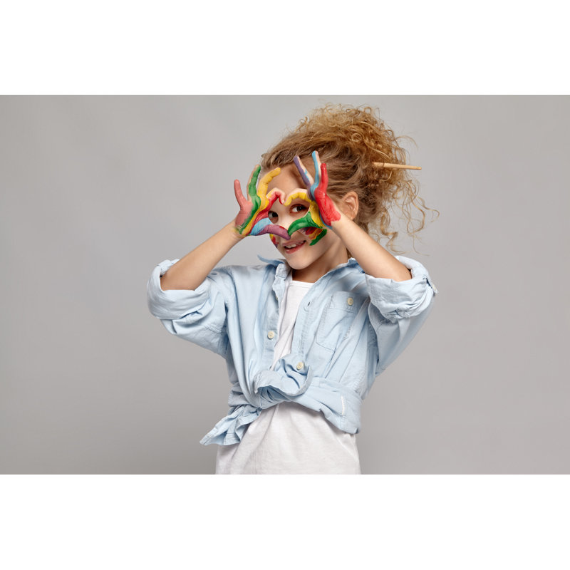 Girl Posing Heart - Wrapped Canvas Print, 61cm H x 91cm W x 3.8cm D