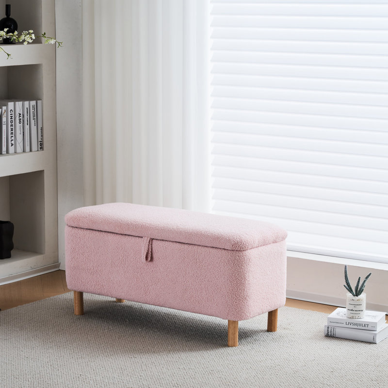 Dayvian 39.3" Storage Ottoman Bench for End of Bed, Pink