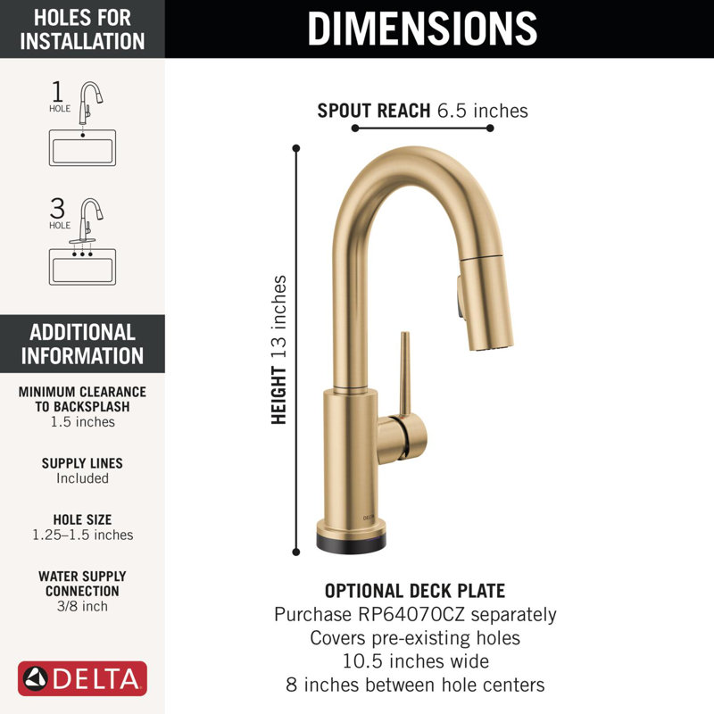 Trinsic Touch2O Bar / Prep Faucet with Touchless Technology, Champagne Bronze