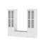 Bibliothèque 3 pièces avec banc pour fenêtre, portes en verre, siège rembourré, tiroirs de rangement et supports anti-basculement