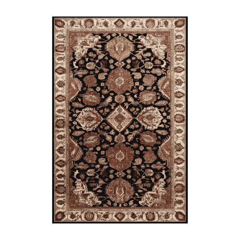 Machine Washable Persian Brown Area Rug, Runner 2' x 5'