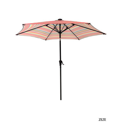 9FT UMBRELLA WITH LIGHT Red And Stripes