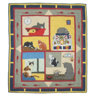 Cats Tale Quilted Throw Blanket