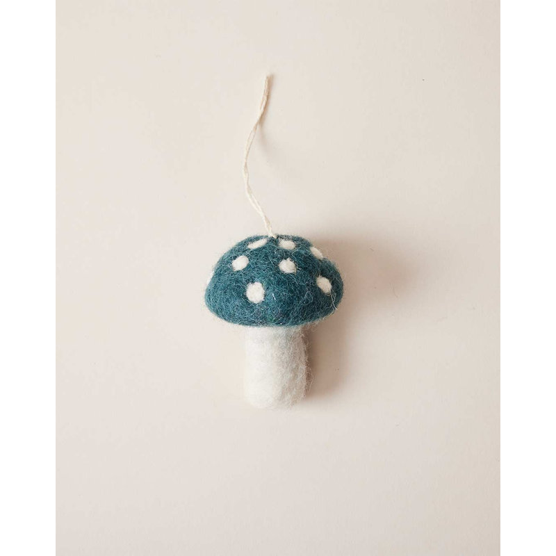 Felted Festive Handmade 100% Wool Plants & Flowers Holiday Shaped Ornament, Teal, 2.5" H x 1.88" W x 1.88" D