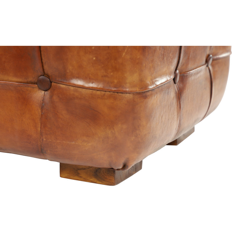 Leather Tufted Upholstered Bench, Brown