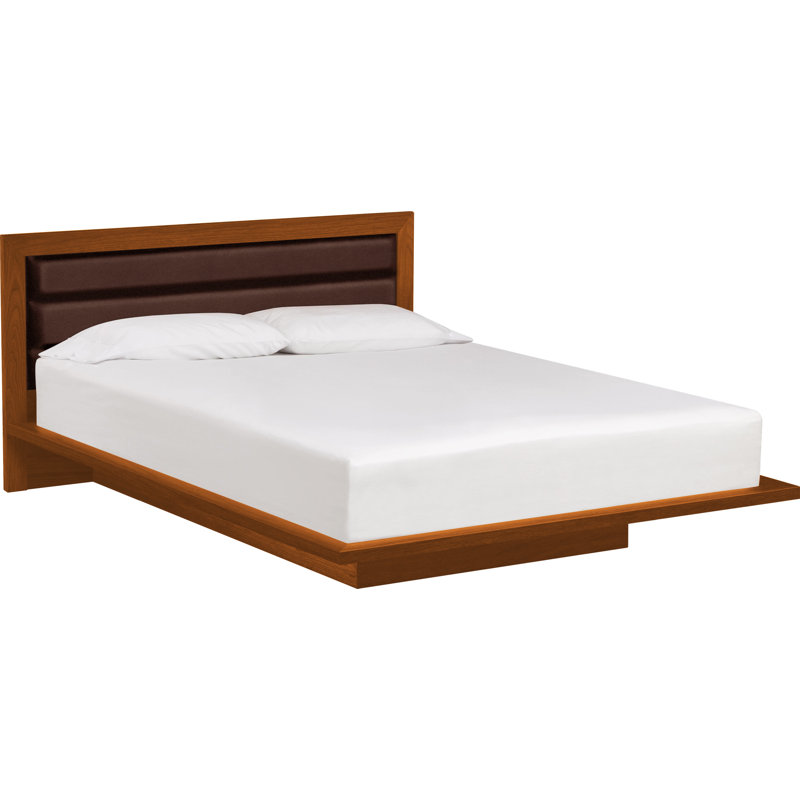Lit Moduluxe avec tête de lit tapissier de 35 po, Très grand lit, Café, Cerisier d'automne