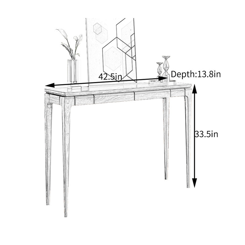 Black Walnut Solid Wood Entryway Console, 33.5" H x 42.5" W x 13.8" D