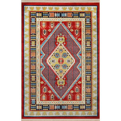 Tapis décoratif rétro multicolore à motif floral