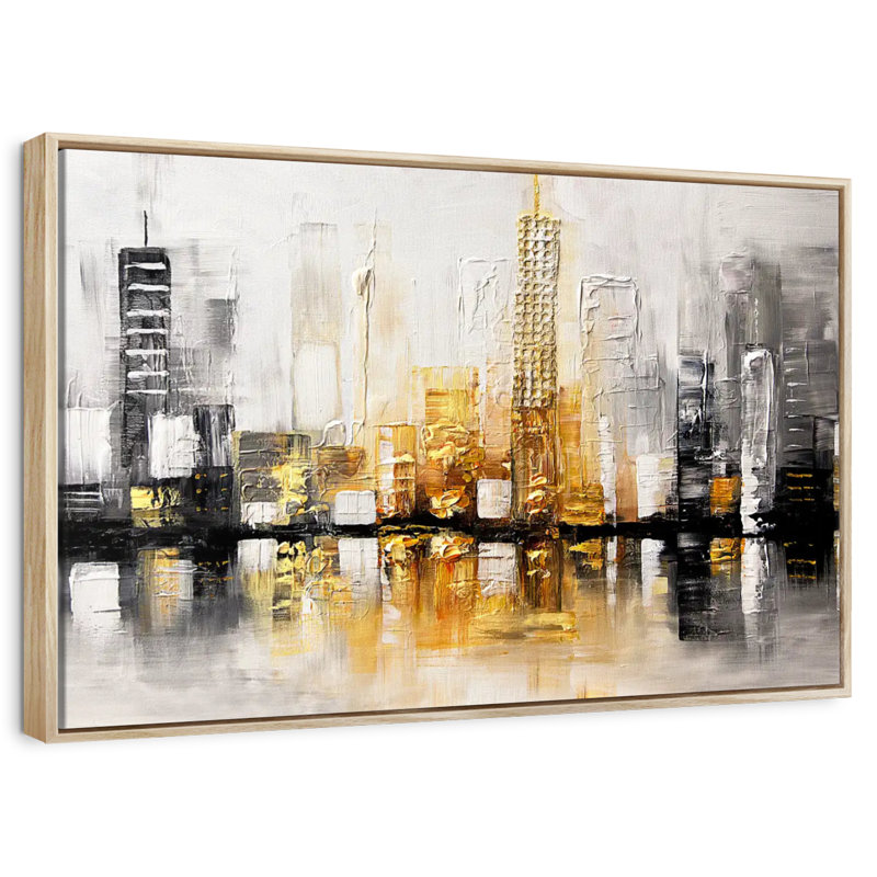 City View I, Cadre flottant en bois naturel, 46 po x 31 po