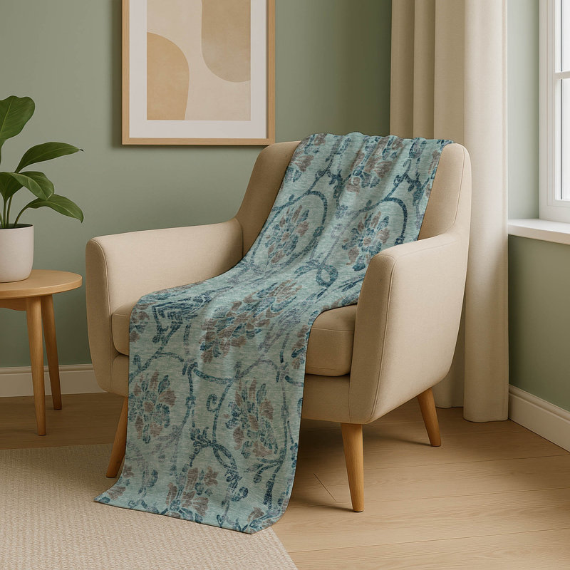 Jeté floral Sherpa ASB762 Addison, Sarcelle