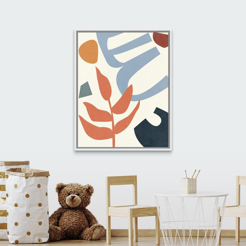 Art peinture, Cadre flottant blanc/rose/bleu/orange, H 45 po x l 36 po x P 1,2 po
