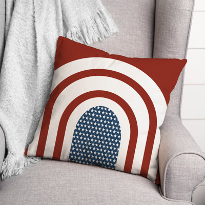 Red Arched Stripes And Stars Throw Pillow