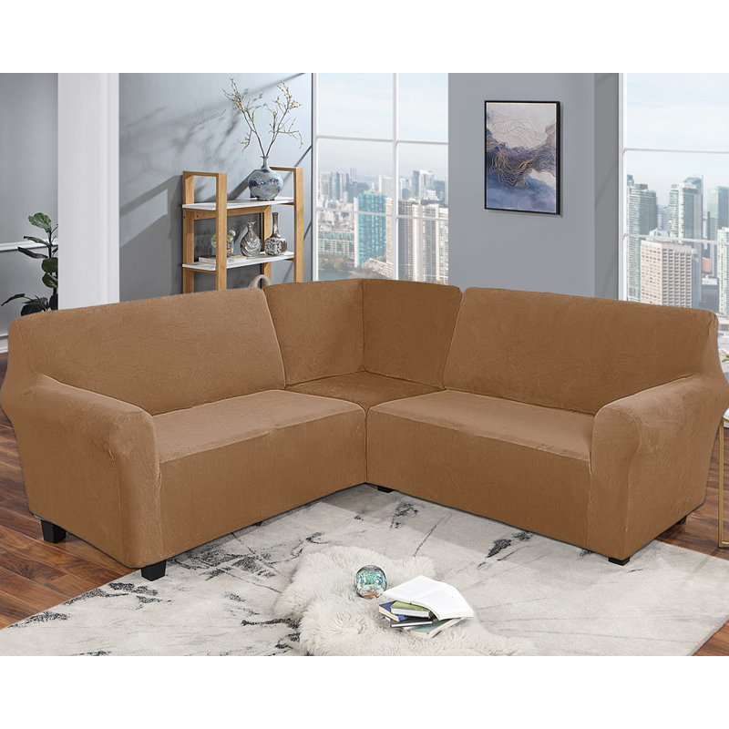 Housse pour canapé de coin Elastic, Chameau, H 38 po x l 58 po x P 43 po