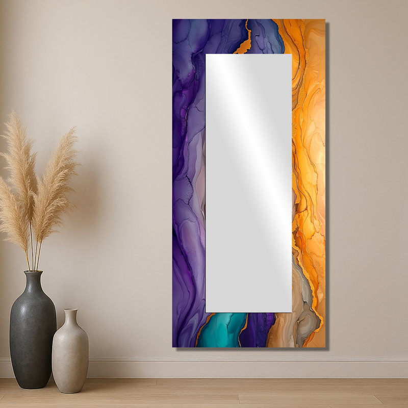 Dissous les limites des éclaboussures de gouttes, peinture II - art abstrait miroir mural - imprimé sur métal, 28 po x 60 po