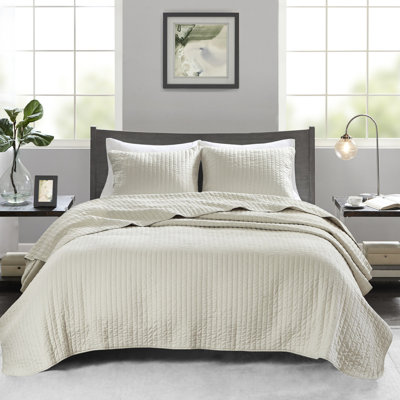 3 pièces courtepointe crème double / grand - microfibre et coton, réversible pour une nuit de sommeil sereine douce, avec literie en coton