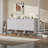 Modern Fluted 25 Pair Shoe Cabinet With Adjustable Shelves & Open Top-144897106