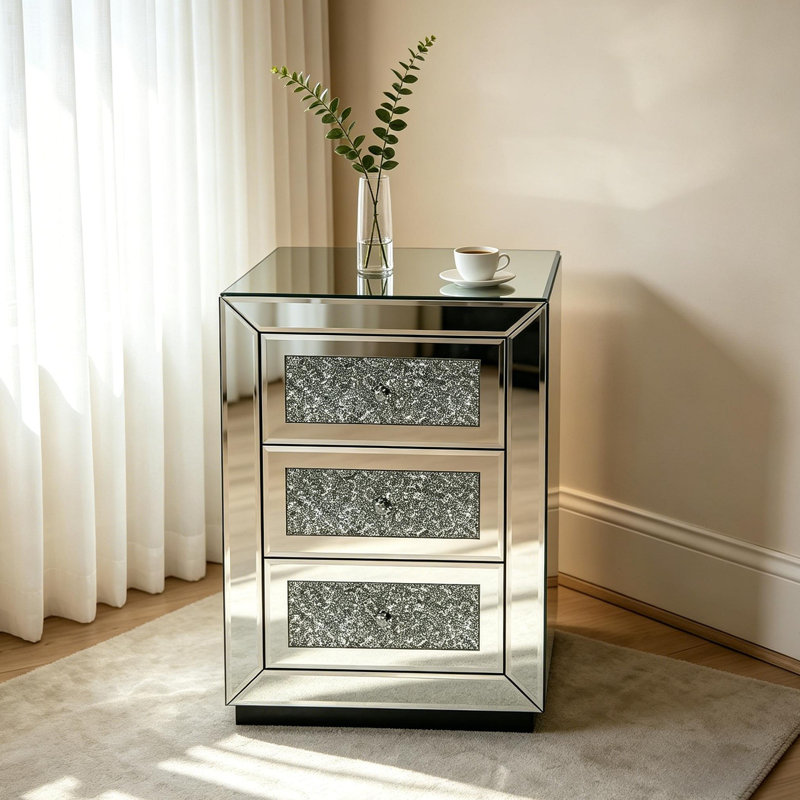 Table de chevet à 3 tiroirs avec table de chevet et miroir