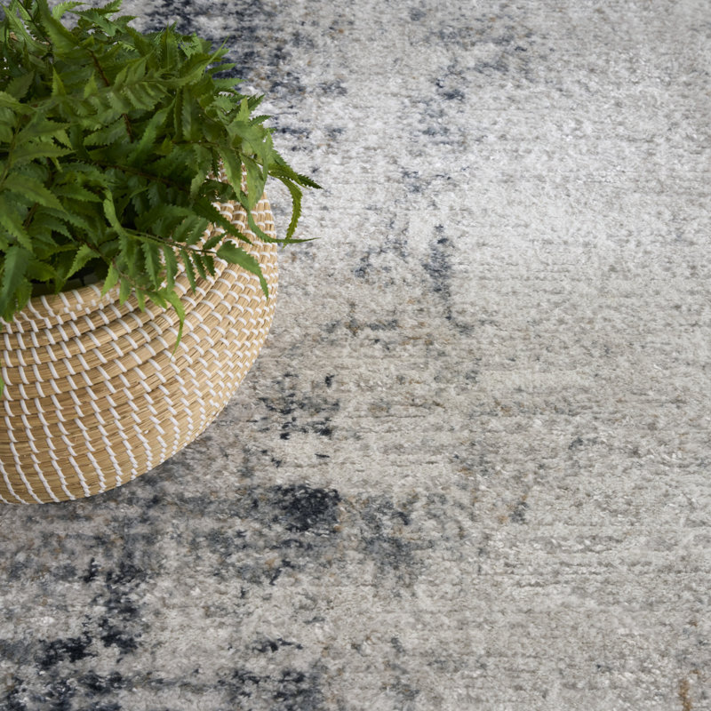Leuchte Grey Navy Modern Indoor Rug, Rectangle 7'10" x 9'10"