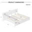 Ensemble de lit plateforme simple avec bureau de rangement réglable, 2 lits simples avec tablettes flexibles, installation à gauche, au centre ou à droite, lits simples pour 2 enfants avec bureau de rangement, blanc