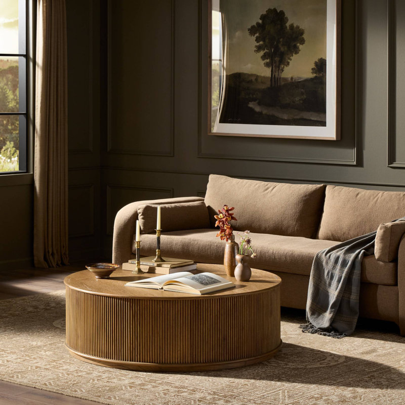 Ona Coffee Table-Amber Mindi Veneer, Smoked Black Mindi