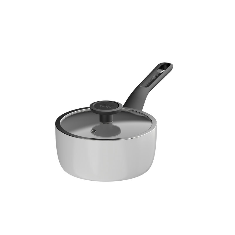 Casserole en aluminium recyclé antiadhésif de 7 po, 2 pte avec couvercle en verre BergHOFF Leo Glints