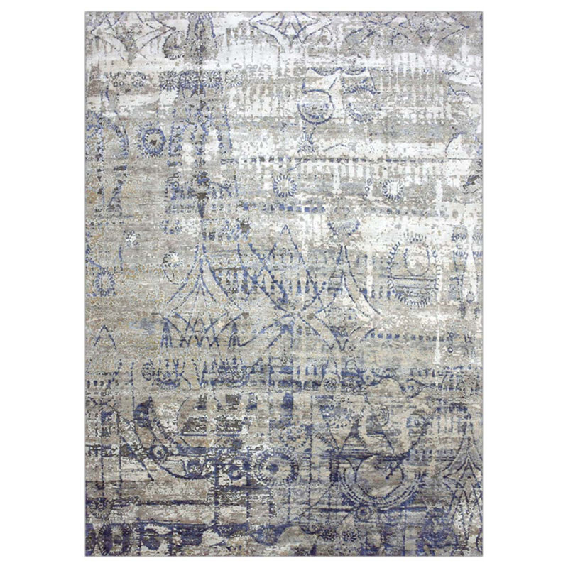Tapis bleu noué à la main de haute qualité Canterbury, Rectangle 9 pi x 12 pi