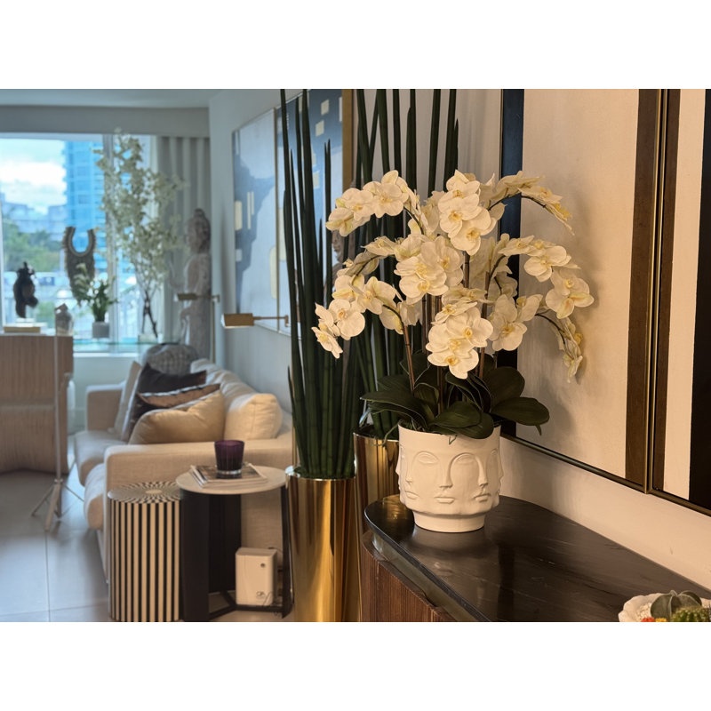 Matte Visage Vase With White Orchids