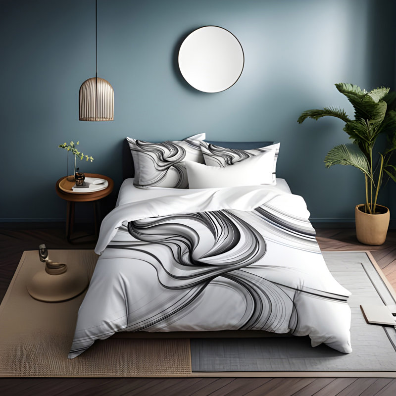 Polyester Abstract Duvet Cover, King Duvet Cover + 2 King Shams