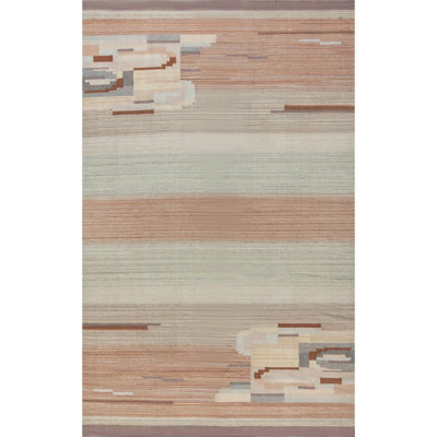 Vintage One-of-a-Kind Rectangle 6'3" x 9'10" 1940s Rectangle Wool Area Rug in Beige and Brown