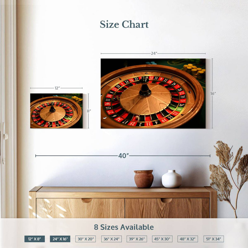 Table de roulette classique, H 16 po x l 24 po