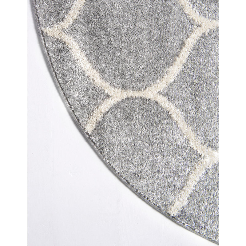 Tapis gris clair Lllan, Rond 5 pi 3 po