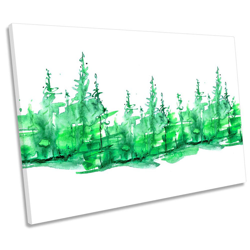 Green Forest Watercolour Framed 1 Piece Wrapped Canvas Wall Art, 91.4cm H x 137.2cm W x 4cm D