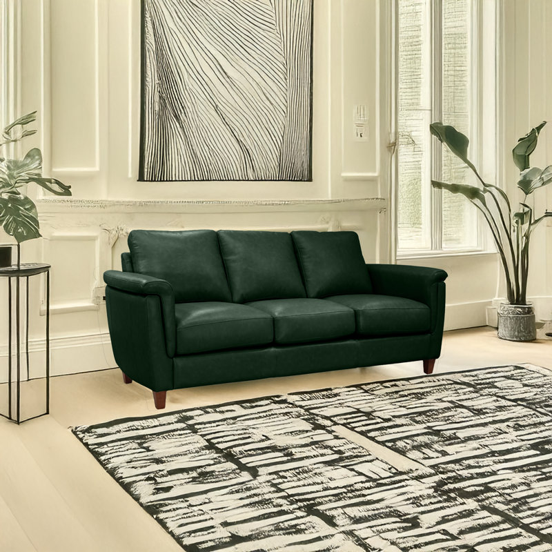 Canapé en cuir véritable 79 po Rambrij, Vert
