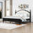 Wood Platform Bed with Upholstered Headboard-1237683084-1237683087