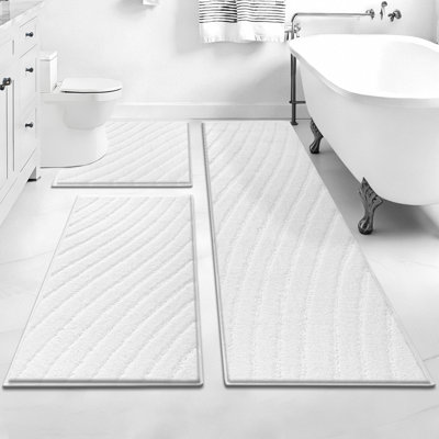 Super Absorbent Non-Slip Bathroom Rug Mats (Set of 3)