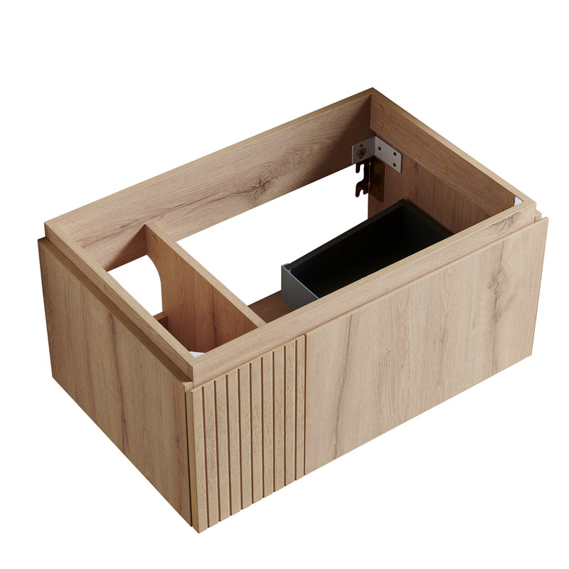 Armoire pour rangement de salle de bain, à une porte ou à un tiroir, sans cuve, couvercle, robinet et évier, Naturel