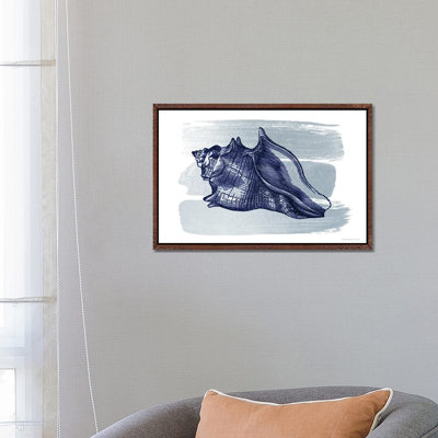 Brushed Midnight Blue Seashell by Bluebird Barn - Print on Canvas