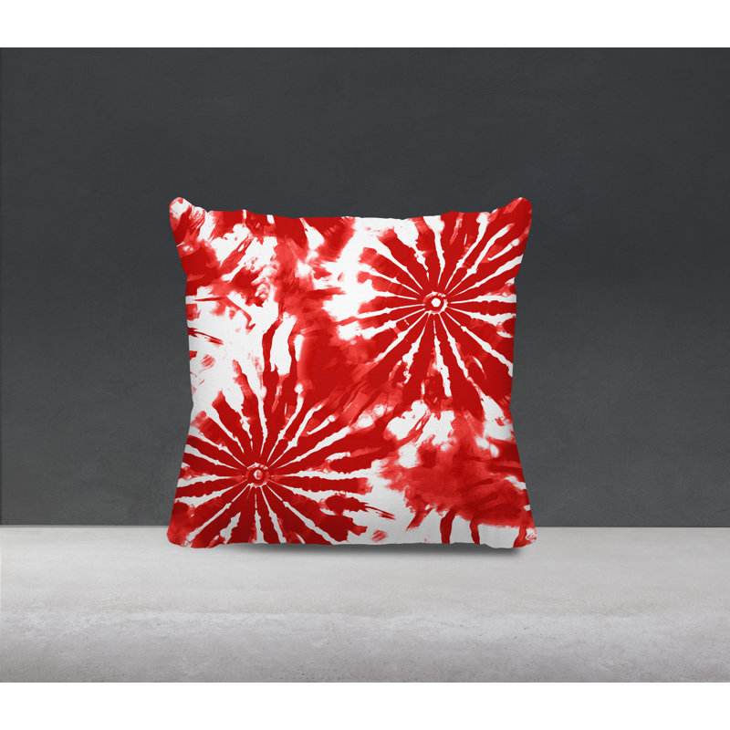 Lorcan Outdoor Reversible Throw Pillow, 15"H x 15"W, Red/White