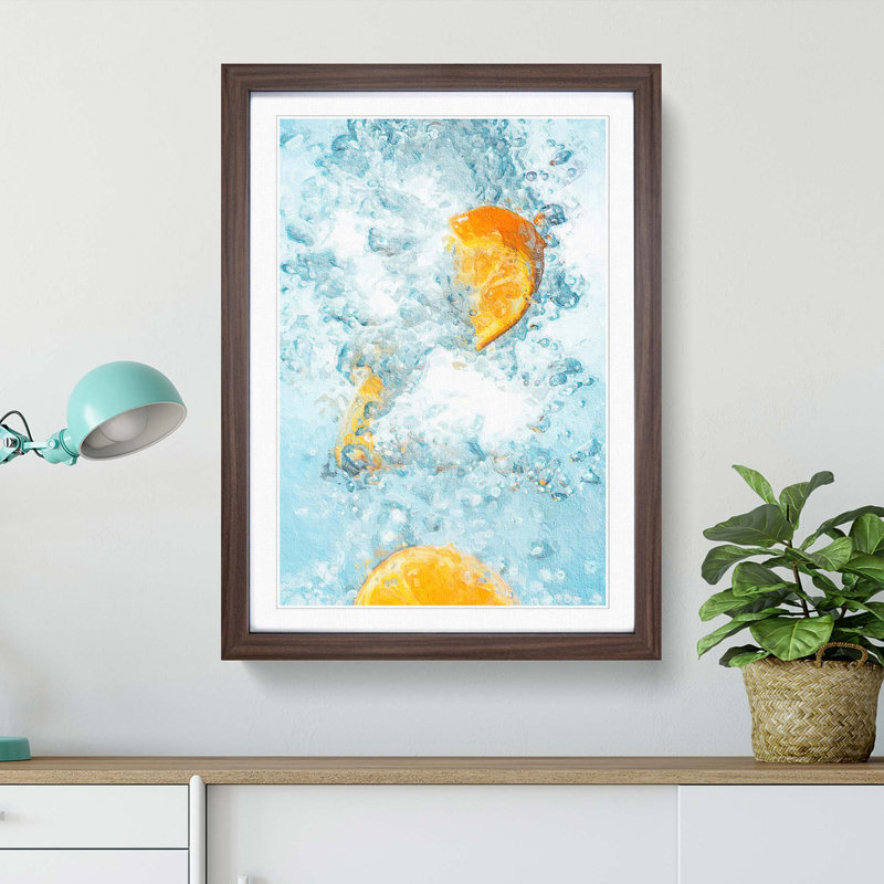 Orange in the Water - Picture Frame Painting Print, 65cm H x 48cm W x 2cm D, Walnut Framed