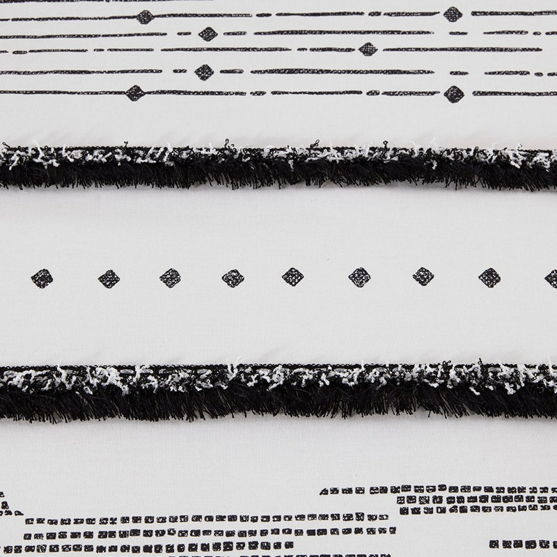 Édredon Modern Chic - imprimé de coton noir / blanc avec motif de pampilles double / grand