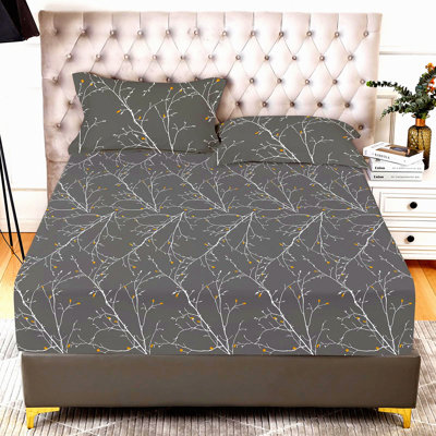 PlantPrint UltraSoft Fitted Sheet Set - 1800 Thread Count Brushed Microfiber, Deep Pocket, Fade Resistant Pillowcase - Premium Bedding for a Cozy Nigh