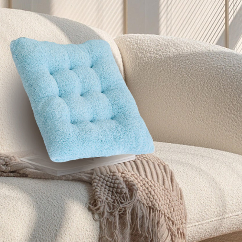 Seat Cushions For Home Use, Tufted Corduroy Floor Cushions For Living Room Tatami, 16 Inch, Blue