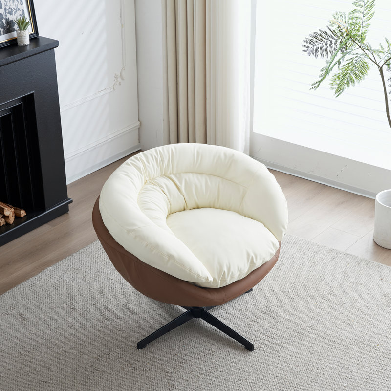 Pivot large de 34,25 po Rianhard, Similicuir brun / blanc